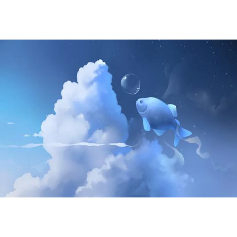 5D DIY Алмазная картина голубое небо белое облако летающая рыба окрашенная полная