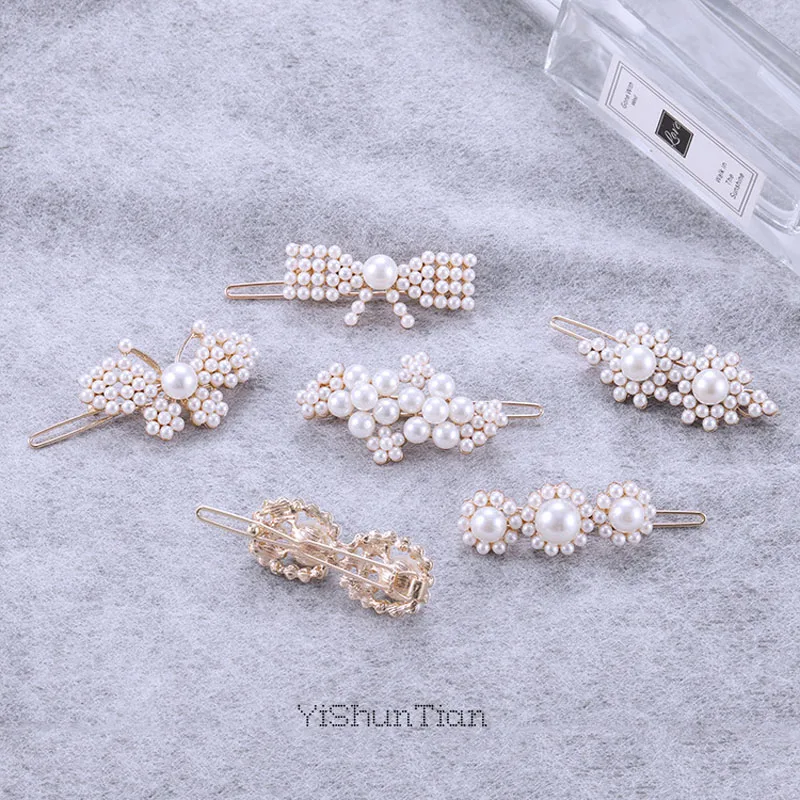 Новый жемчужный зажим для волос yvлла цветок Бабочка волна головной убор женщин и