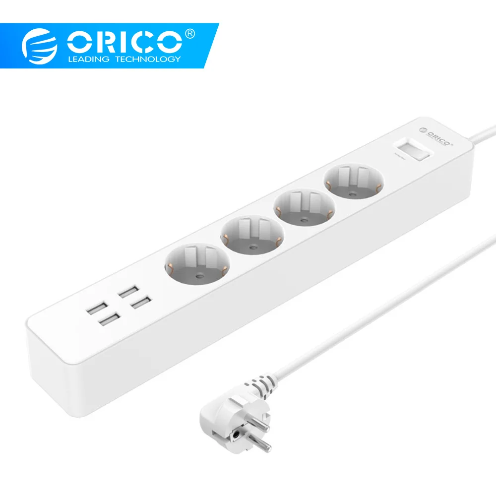 ORICO USB разъем питания для дома, офиса, ЕС, Великобритании, защита от перенапряжения, 5 В, 2,4 А, с 4 USB мульти-розетками, зарядное устройство, розетка с usb устройством