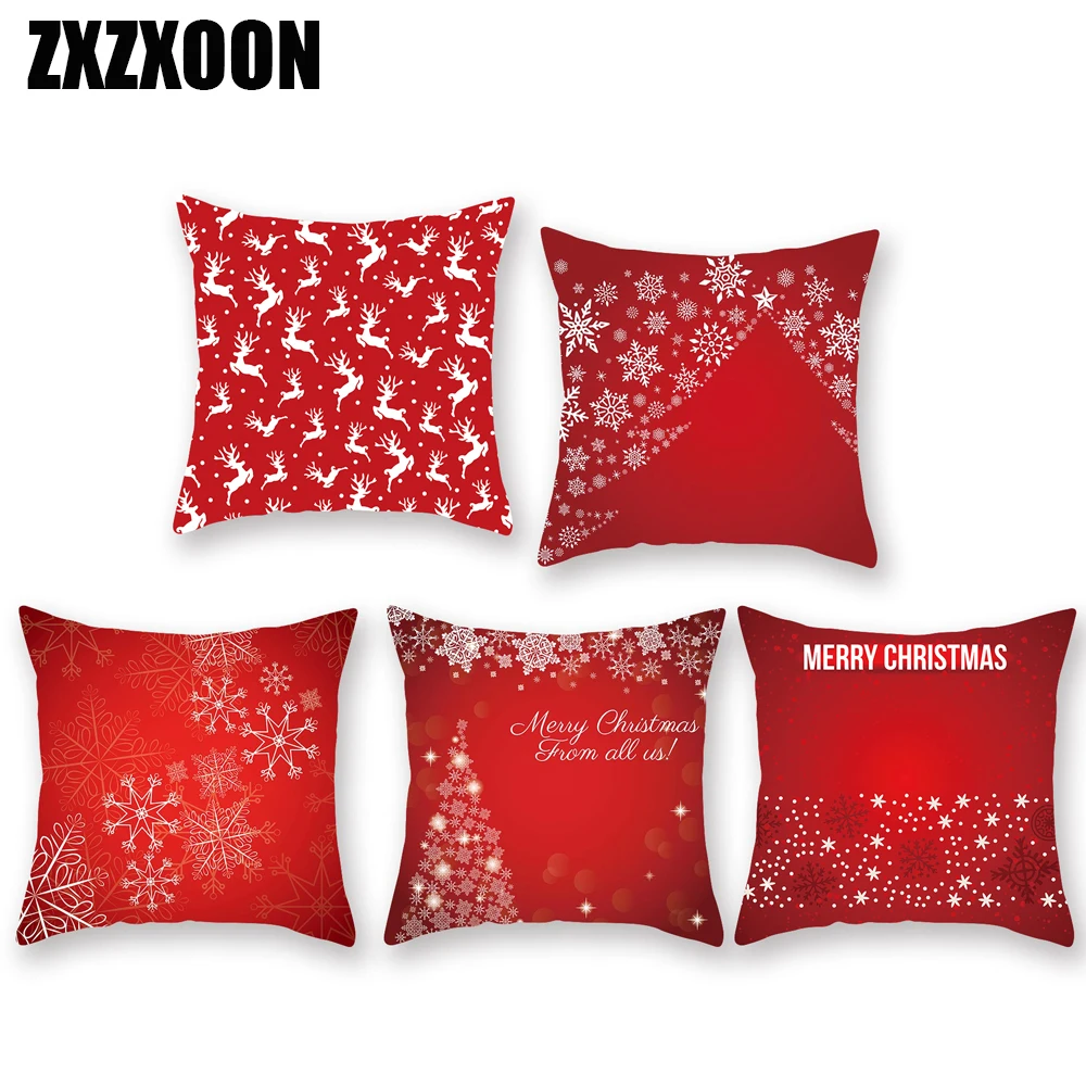 

Декоративный чехол для диванных подушек, чехол из полиэстера с рождественским оленем, снеговиком, снежинкой, украшение для дивана, спальни
