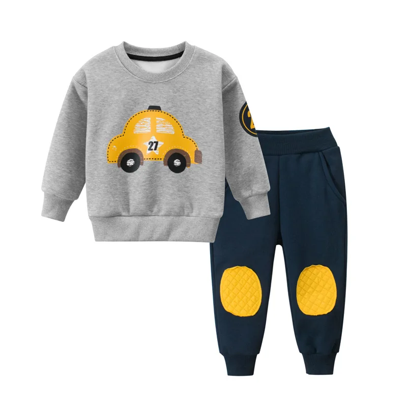 

ZWF1348 Autumn Winter Cotton 2pcs Suit Children's Sets Kids T-shirt +Pants for Girl Boy Cute Active Suits Toddler Clothing Sets