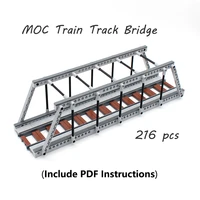 216 pcs moc train track bridge model set railway viaduct bridge track compatible 53401 city train parts building blocks diy toys