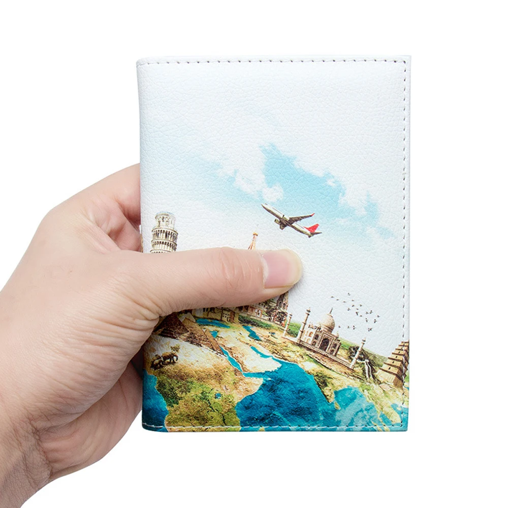 

New Passport Wallet Creative Pattern PU Leather Travel Passport Cover Unisex Multi-Function Air Ticket ID Bank Card Holder Case