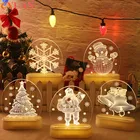 Рождественский Санта-Клаус, акриловый 3D креативный ночник, светодиодная настольная лампа, праздничное украшение, Питание от USBбатареи, Рождественский Декор для спальни