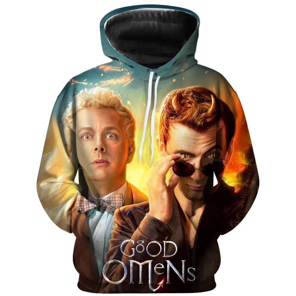 Мужские 3D толстовки Good O men s Crowley and Aziraphale Awesome художественная Работа Рисунок
