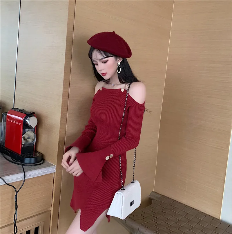 Сексуальное платье китайское шикарное однотонное черное красное Vestido с