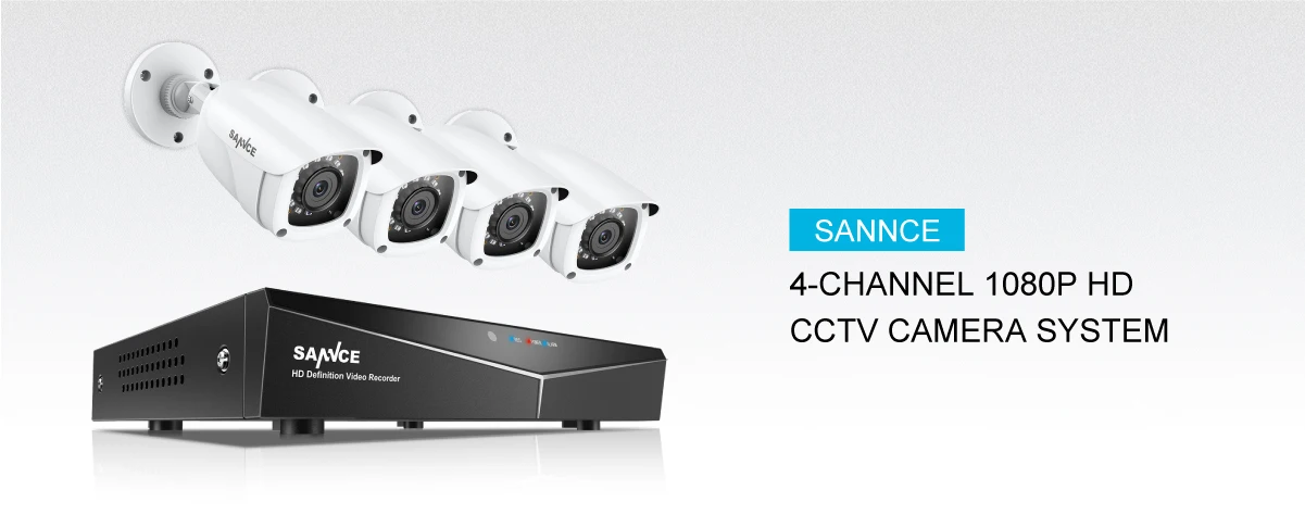 SANNCE 4CH 1080P HD CCTV система 1080N HDMI видео рекордер DVR комплект 2MP CCTV камеры безопасности ИК наружного наблюдения комплект белый