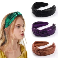 new vintage gold mesh gauze headband soft hairband shining casual turban center knot headwear hair accessories wholesale