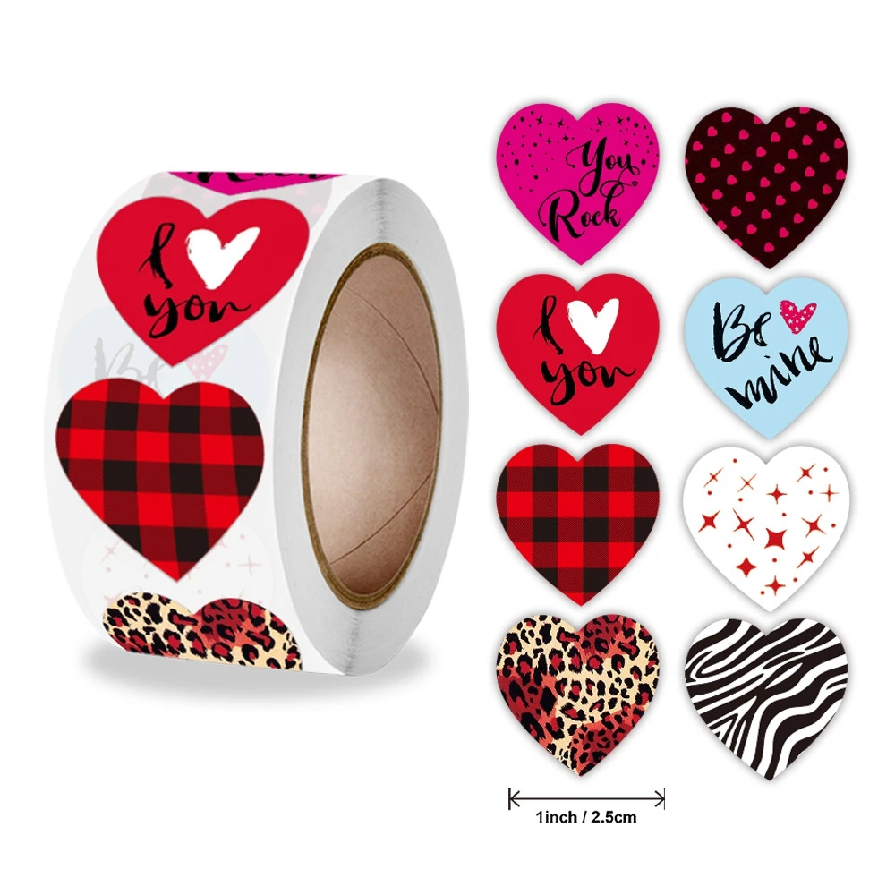 

500pcs Love Shaped Heart Stickers for Valentine's Day Wedding Decoration Adhesive Labels Gift Packing Sealing Party Stickers