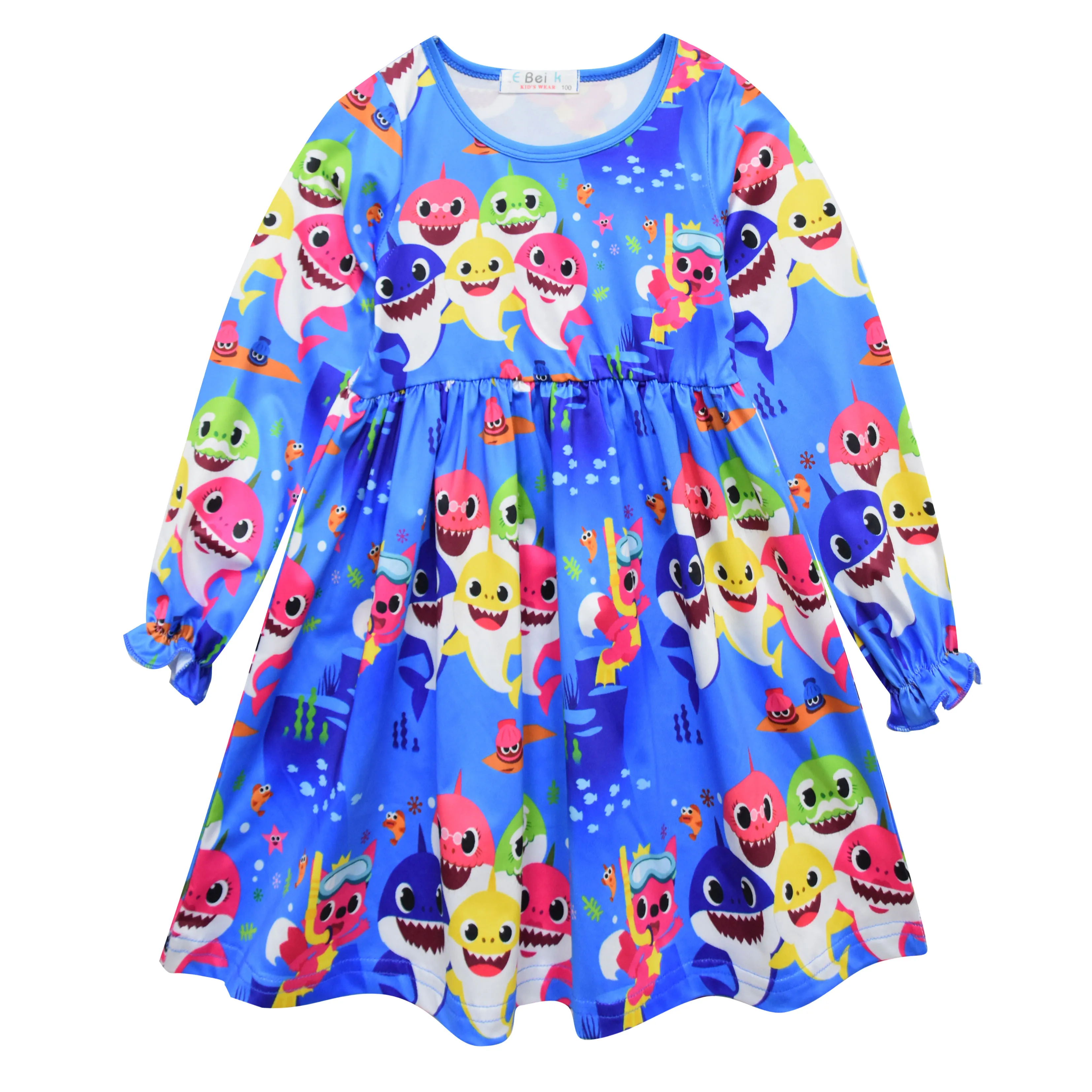 Платье с длинным рукавом и мультяшным рисунком для девочек платье принцессы