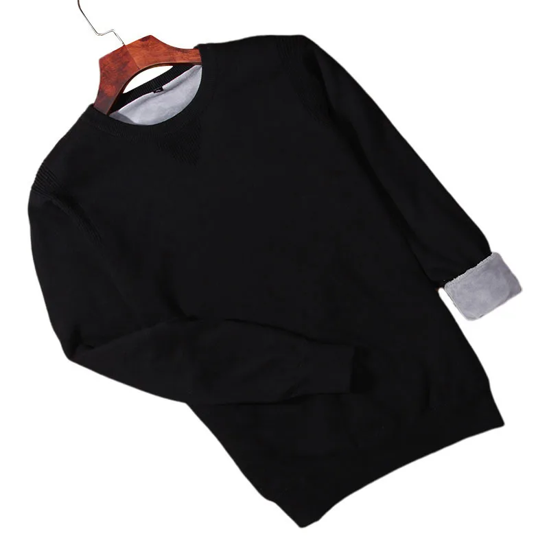 

Winter Men Plus Velvet 2020 New Arrival Thick Keep Warm Male Knitted Pullover Sweater Teenage Boys Black Gray Red M59