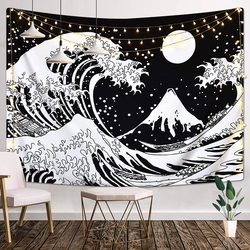 kanagawa tapestry wall hanging japanese mount fuji wall tapestry ocean wave wall carpet home decor wall rug custom large blanket free global shipping