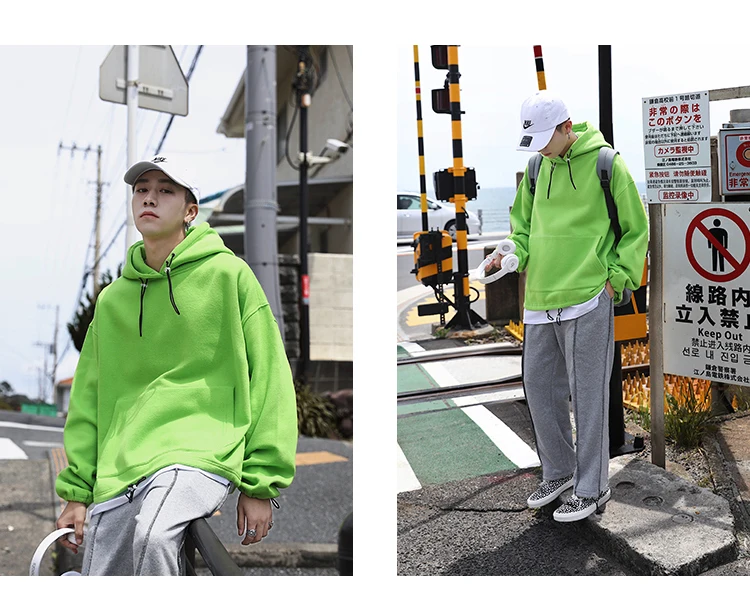 Autumn New Hoodie Men Fashion Solid Color Casual Cotton Hooded Pullover Man Streetwear Hip Hop Loose Sweatshirt Large Size M-5XL