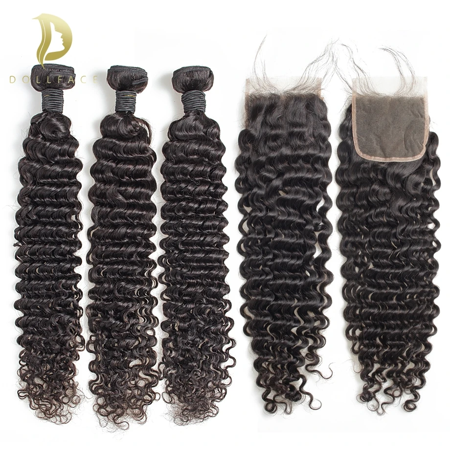 Глубокие кудрявые волнистые пучки с застежкой 3 4 бразильских стандартных пряди