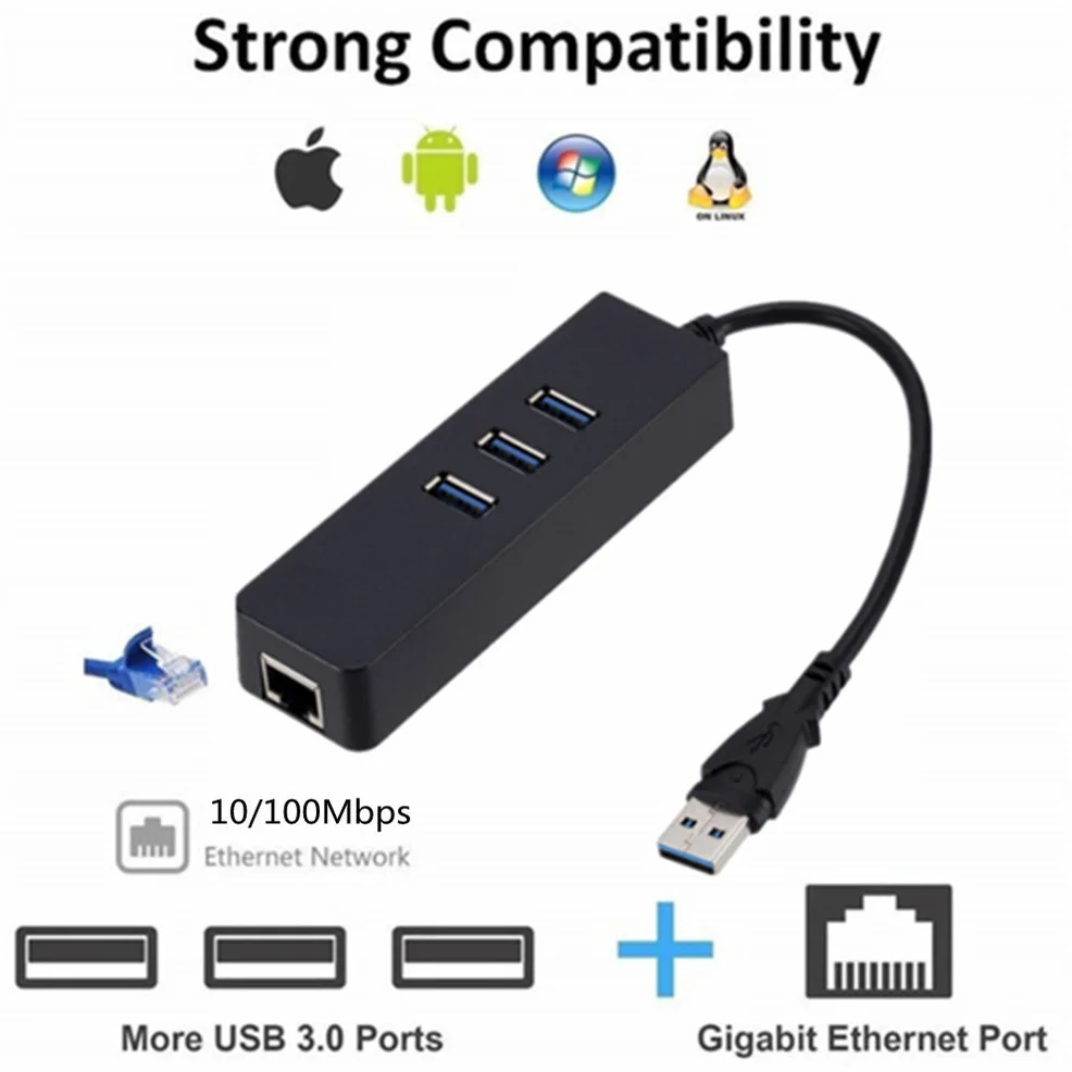 Сетевая карта LccKaa USB 3 0 Ethernet к RJ45 с портами USB-концентратор для Mac iOS Xiaomi Mi Box