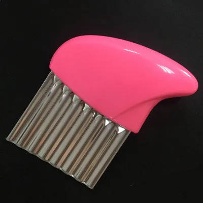 Pink Овощечистка из нержавеющей стали для изготовления картофельных чипсов, овощерезка, кухонные ножи, инструмент для фруктов, нож, аксессуары, волнообразный резак - Цвет: Pink