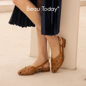 Сандалии-гладиаторы женские из натуральной коровьей кожи, с плетеным ремешком, ручная работа, лето 33034