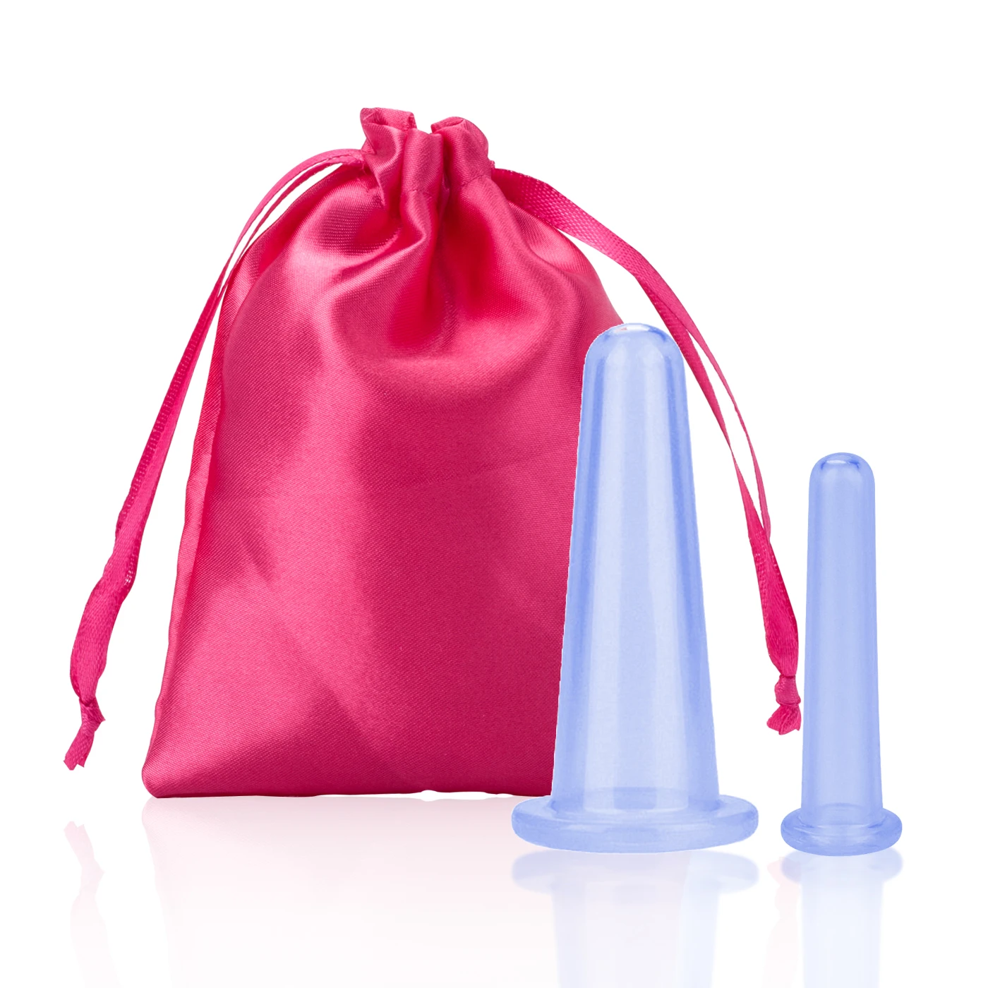 Blue with bag 2 шт. силиконовые присоски массажные вакуумные банки массажные чашки для тела массажные банки для лица вакуумные банки антицеллюлитный массажер - Цвет: Blue with bag