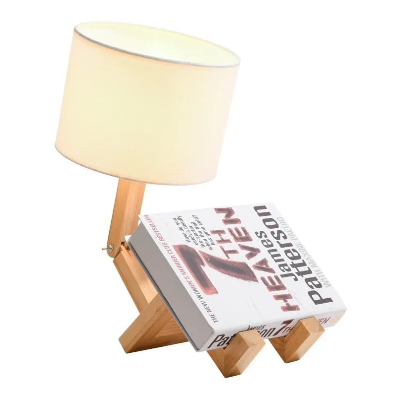 

New Creative Little Man Wooden Table Lamp Study Decorative Lighting Desk Light Decor Lighting Fixture TA066