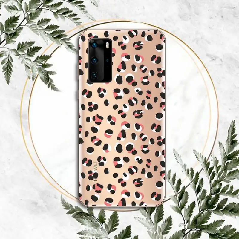 

Leopard Phone Case Clear Transparent for huawei honor P 40 30 20 lite Pro 10 i 8 9 x p smart 2019