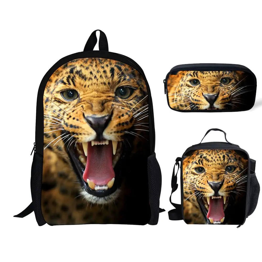 

Детский школьный ранец для мальчиков и девочек, классный школьный рюкзак с 3D леопардовым принтом для учеников, сумка на плечо для книг, школ...