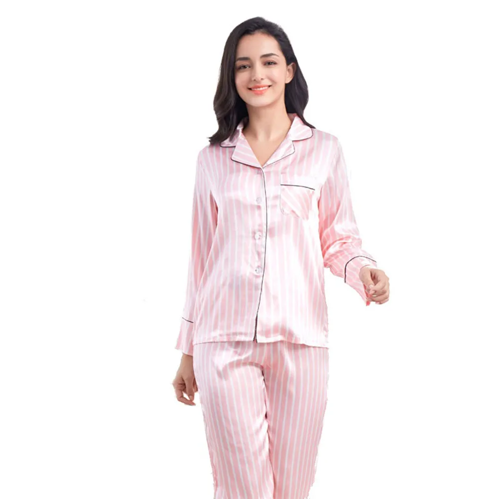 

Pajama Women 2021 New Striped Casual Home Clothing Korean Version of The Thin Long-sleeved Trouser Suit Can Be Worn Outside