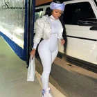 Женский комбинезон с высоким воротником, повседневный однотонный комбинезон для тренировок, с длинным рукавом, модный элегантный обтягивающий комбинезон, спортивная одежда для активного отдыха, Simenual