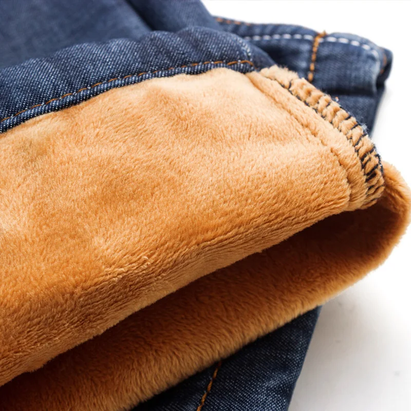 Vomint men's jeans Fashion Warmth 2019 New Business Brand Plus Velvet Regular Straight Stretch Jeans |