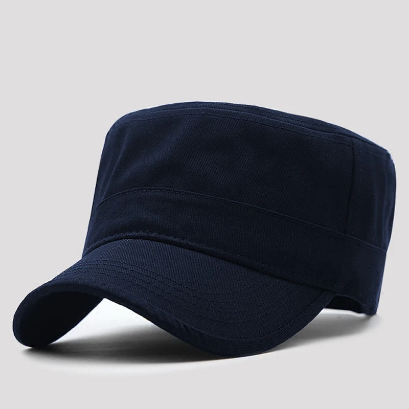 

Drop Shipping Summer Cotton Big Size Army HardTop Flat Hat Men Navy Hats Women Solid Color Large Baseball Cap 56-60cm 60-65cm