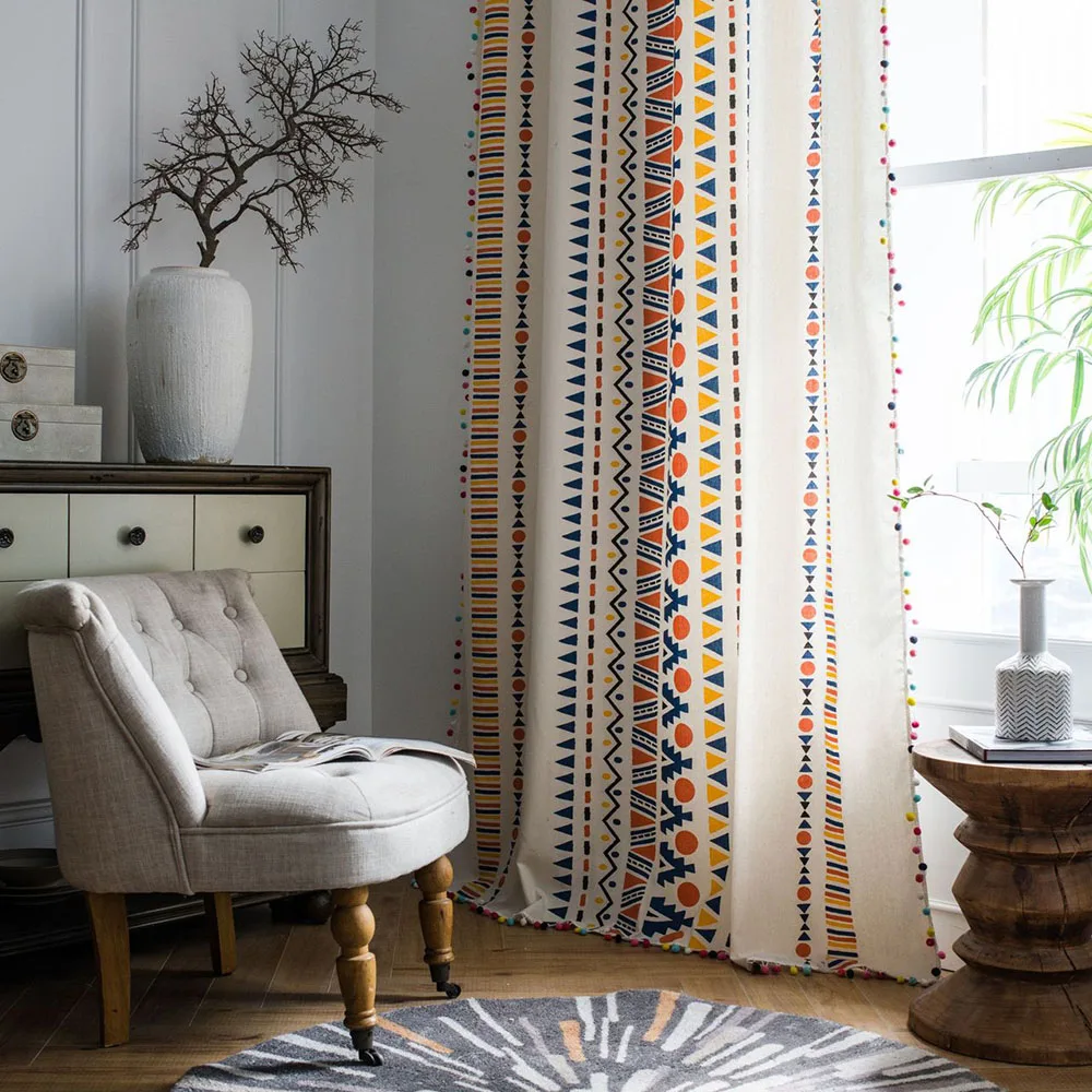 Светонепроницаемые шторы на окна в богемном стиле для гостиной спальни