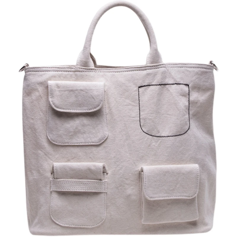 

[BXX] Women New Branded Casual Multi-pocket Handbag Large Capacity Canvas All-match Shoulder Bag Fashion Trending 2021 GF0012