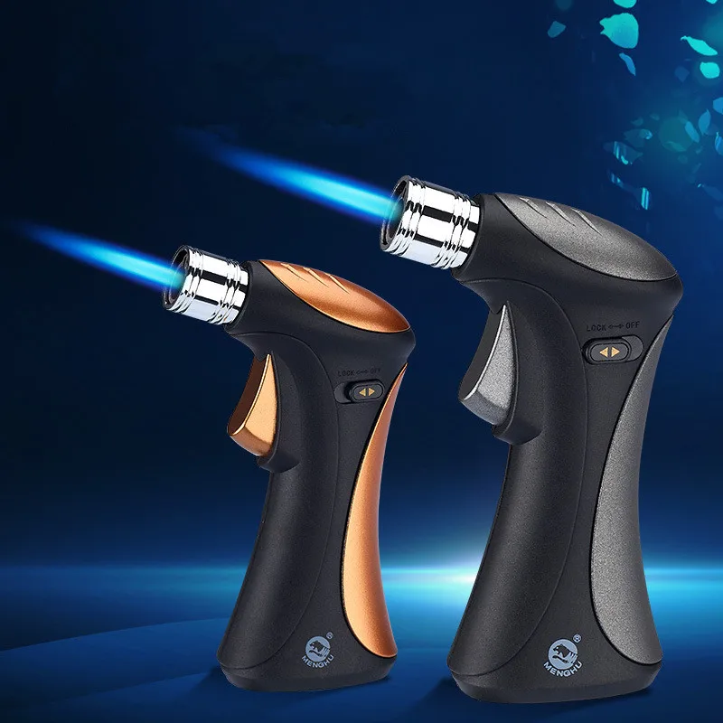 

Kitchen Windproof Turbine Lighter Spray Gun Metal Fixed Lock Blue Torch Lighter Outdoor Camping Barbecue Tool Cigar Accessories