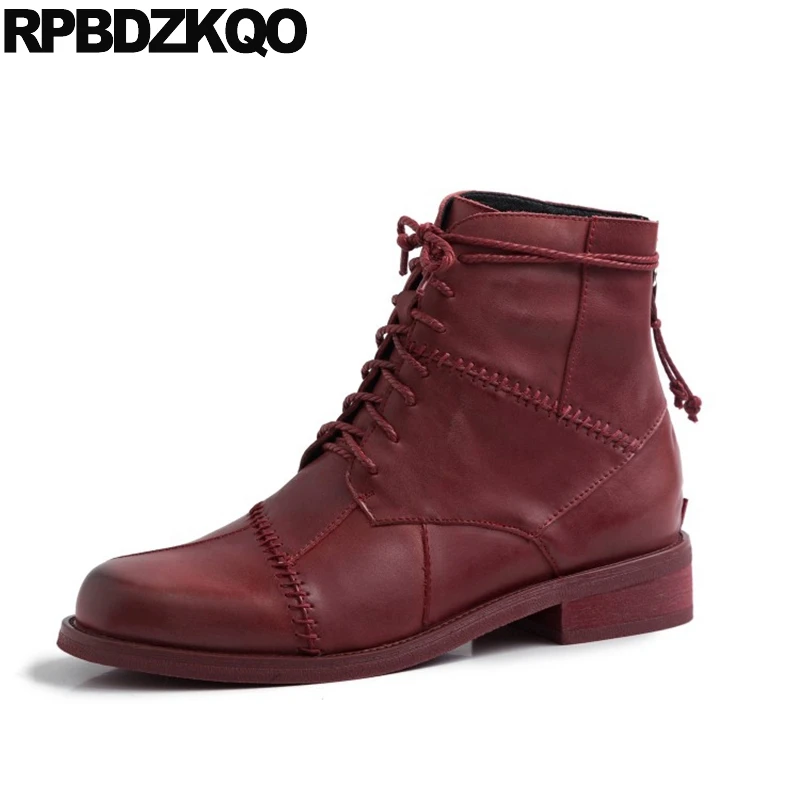 Коренастый Осенняя ботильоны на низком каблуке из натуральной кожи осень зима