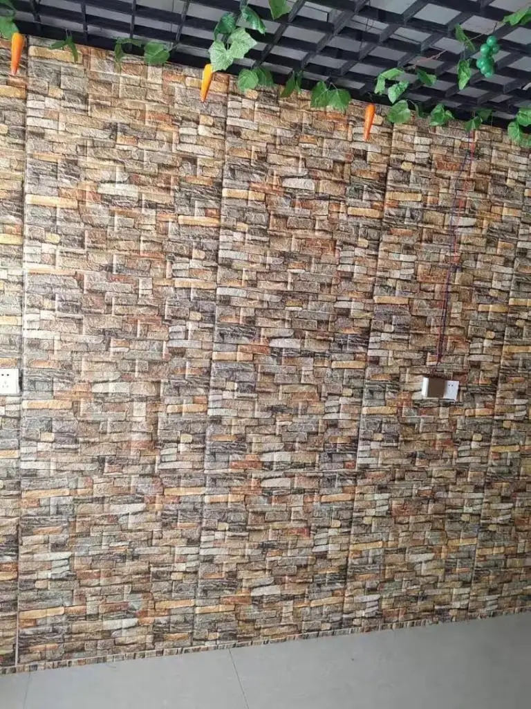 Декоративная настенная 3D панель самоклеящаяся темный камень размер 70x77 см