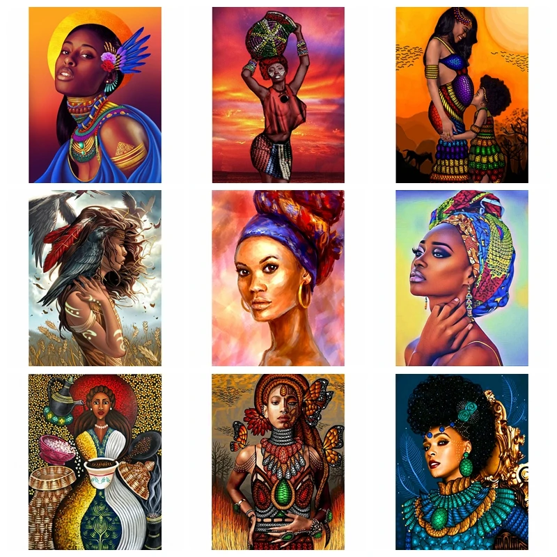 Алмазная 5d картина «сделай сам» для Африканской женщины, полноформатная круглая Алмазная мозаика, картина Стразы, алмазная вышивка, украшение для дома