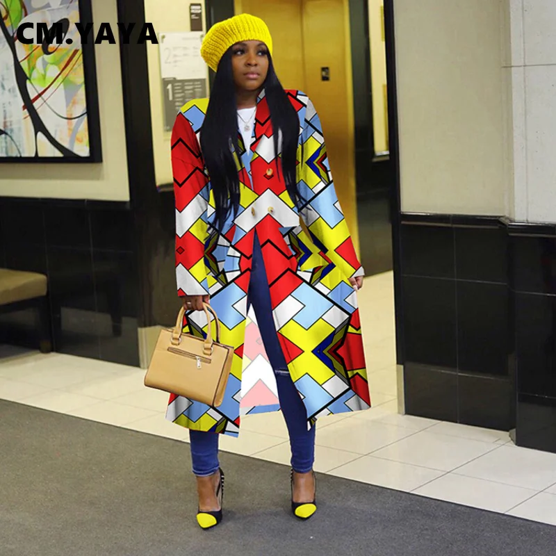 

Женское однобортное пальто CM.YAYA, Длинное свободное Прямое пальто с отложным воротником, Повседневная Уличная одежда, осень-зима 2021