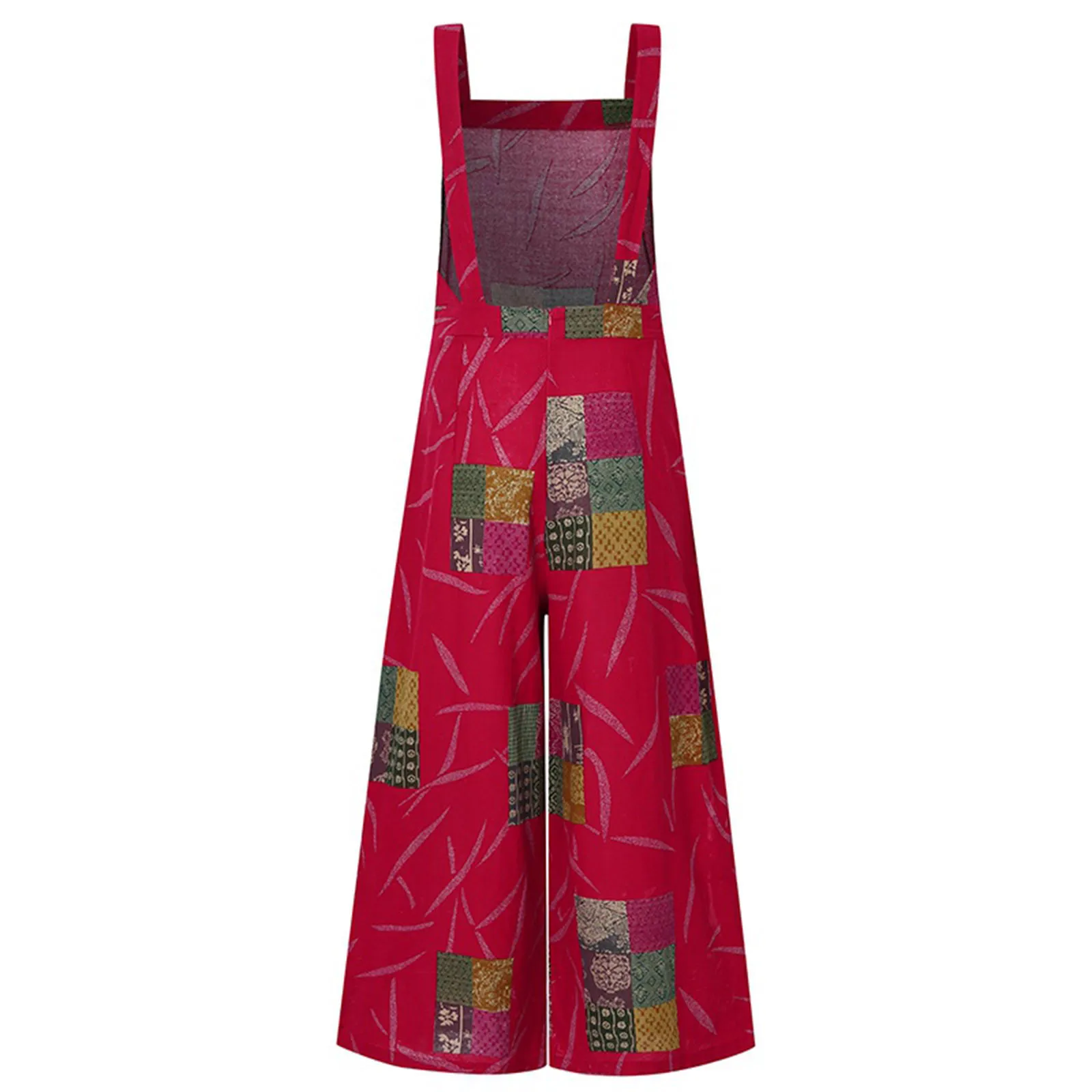 

Wide Leg Bib Pants Women's Sleeveless Overalls Jumpsuit Casual Floral Print Summer Backless Playsuit Romper Harajuku Overalls