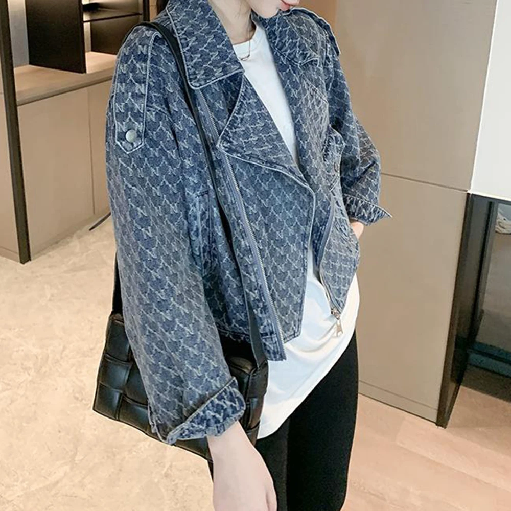 Женская джинсовая куртка с воротником-костюмом винтажная модная и шикарная