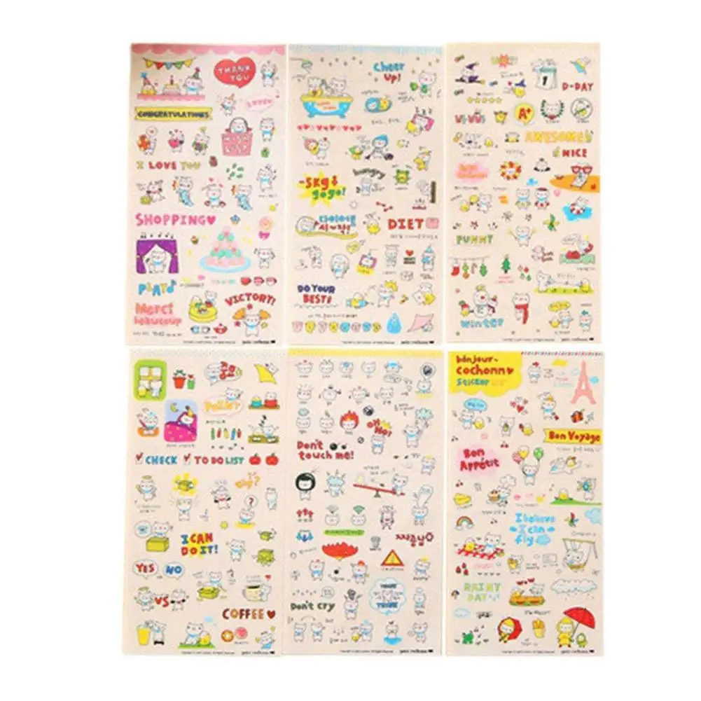 Мультфильм Милый Свинья дневник планировщик бумажные наклейки скрапбук