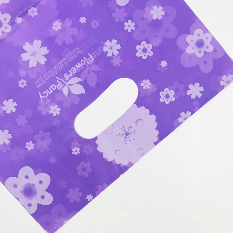 50 шт фиолетовый/ярко розовый цветок пластиковые подарочные пакеты бутик вектор