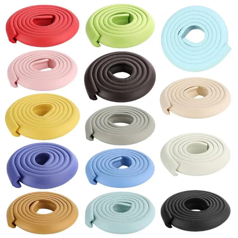 Protector de escritorio de esquina de seguridad para beb&eacute; de 2m, protecci&oacute;n de mesa de goma para ni&ntilde;os, borde suave en forma de L-0