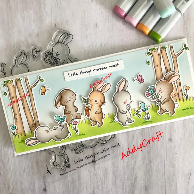 Милый кролик металлический Трафаретный вырубной штамп и прозрачные наклейки