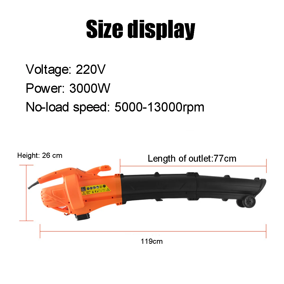 3000 Вт 13000 об/мин Электрический воздуходувка садовые инструменты листьев дробилка