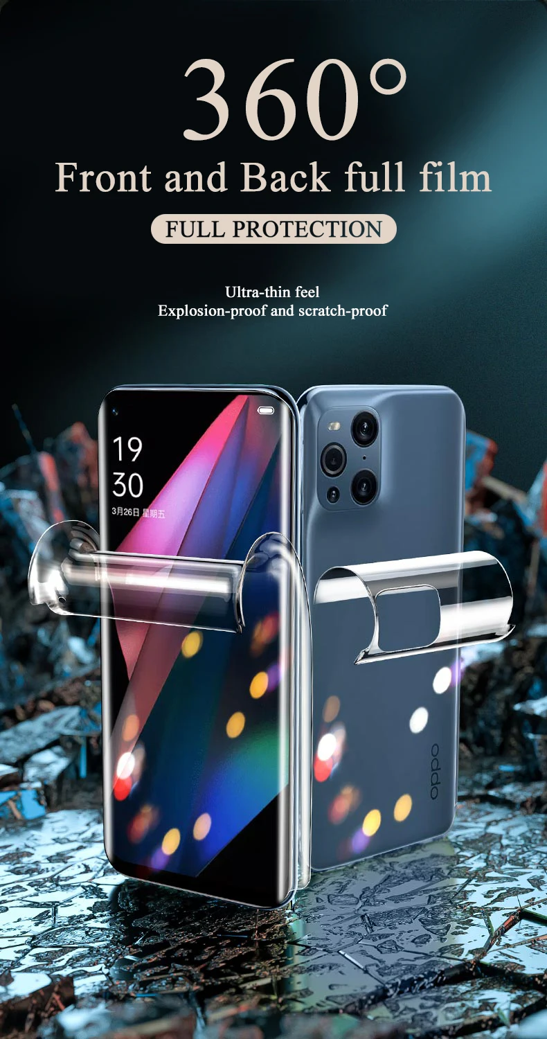 Reno9Pro+ 8Pro Front Back Coverage Find X5Pro X3 X2 Screen Protector For OPPO Reno7Pro 5 Reno6Pro 3 4 Hydrogel Film RealmeGTNEO2