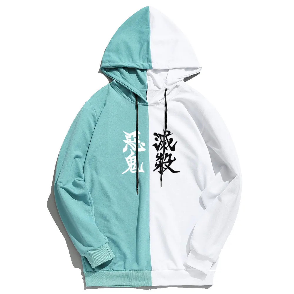 

Anime Demon Slayer Summer Splice Hoodie Printing The Sharingan Double Color Hoodies Pullover Sweatshirt Harajuku Thin Clothing