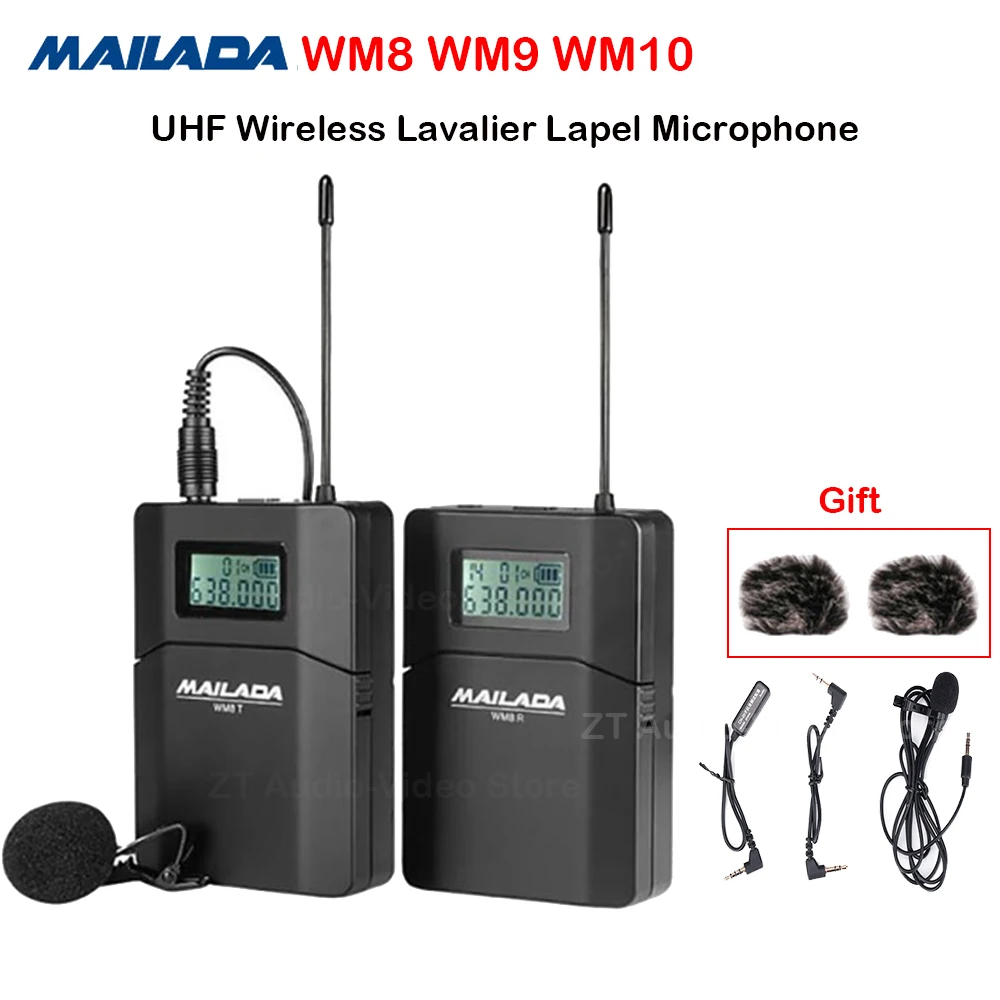 

Беспроводной приемопередатчик Mailada WM8 WM9 WM10, петличный микрофон для цифровой зеркальной камеры, интервью, прямой трансляции