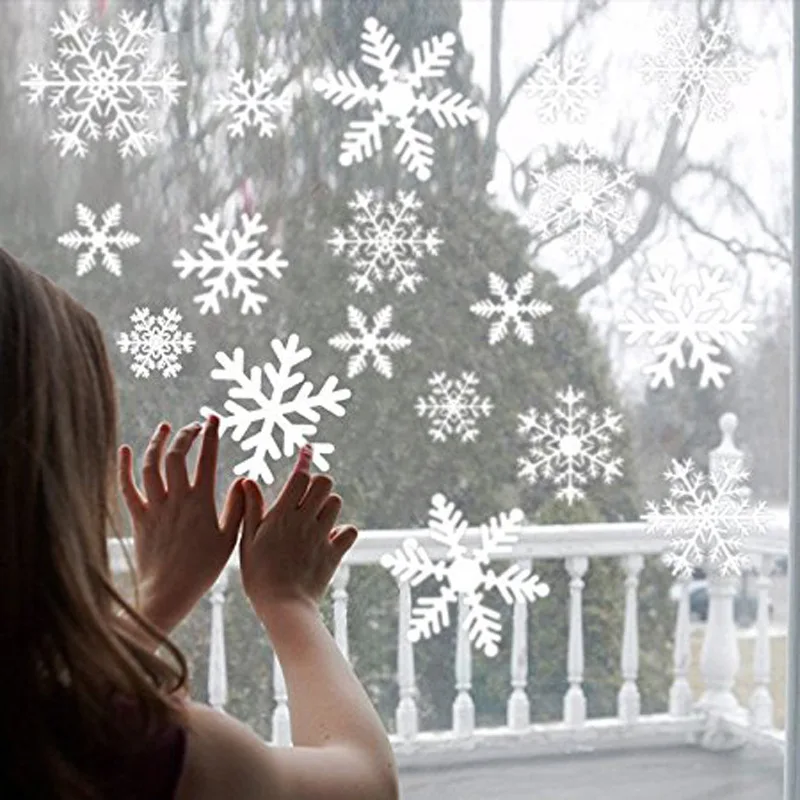 

27Pcs Christmas Snowflake Window Sticker Christmas Wall Stickers Room Wall Decals Christmas Decorations for Home New Year 2021