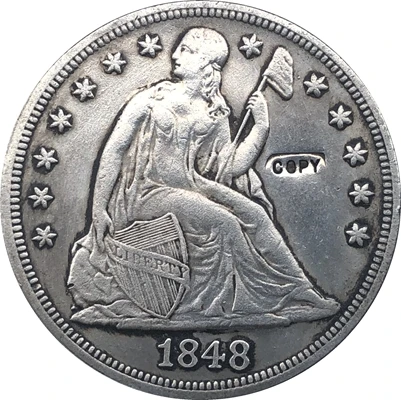 

1848 Сидящая Liberty долларовые монеты КОПИЯ