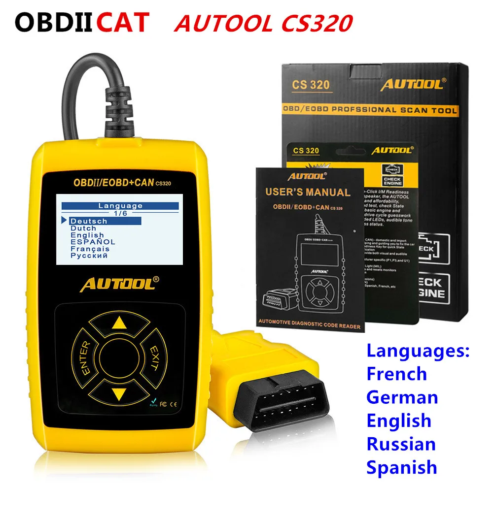 AUTOOL CS320 OBD2 автомобильный сканер OBD 2 II считыватель кодов автомобиля