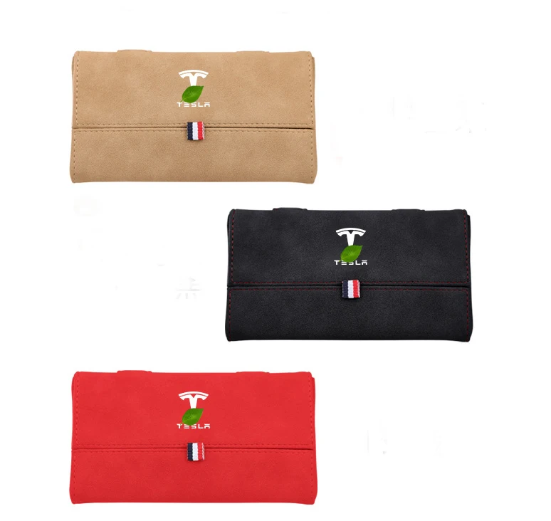 Автомобильный чехол для солнцезащитных очков с зажимом Tesla Model 3 S X Y кожаный